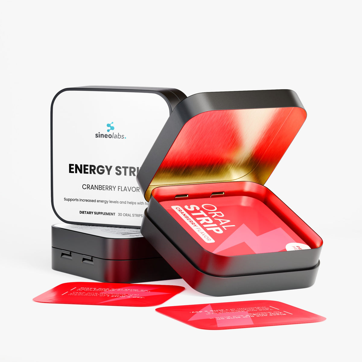 Energy Oral Strips, 50mg Caffeine, Cranberry