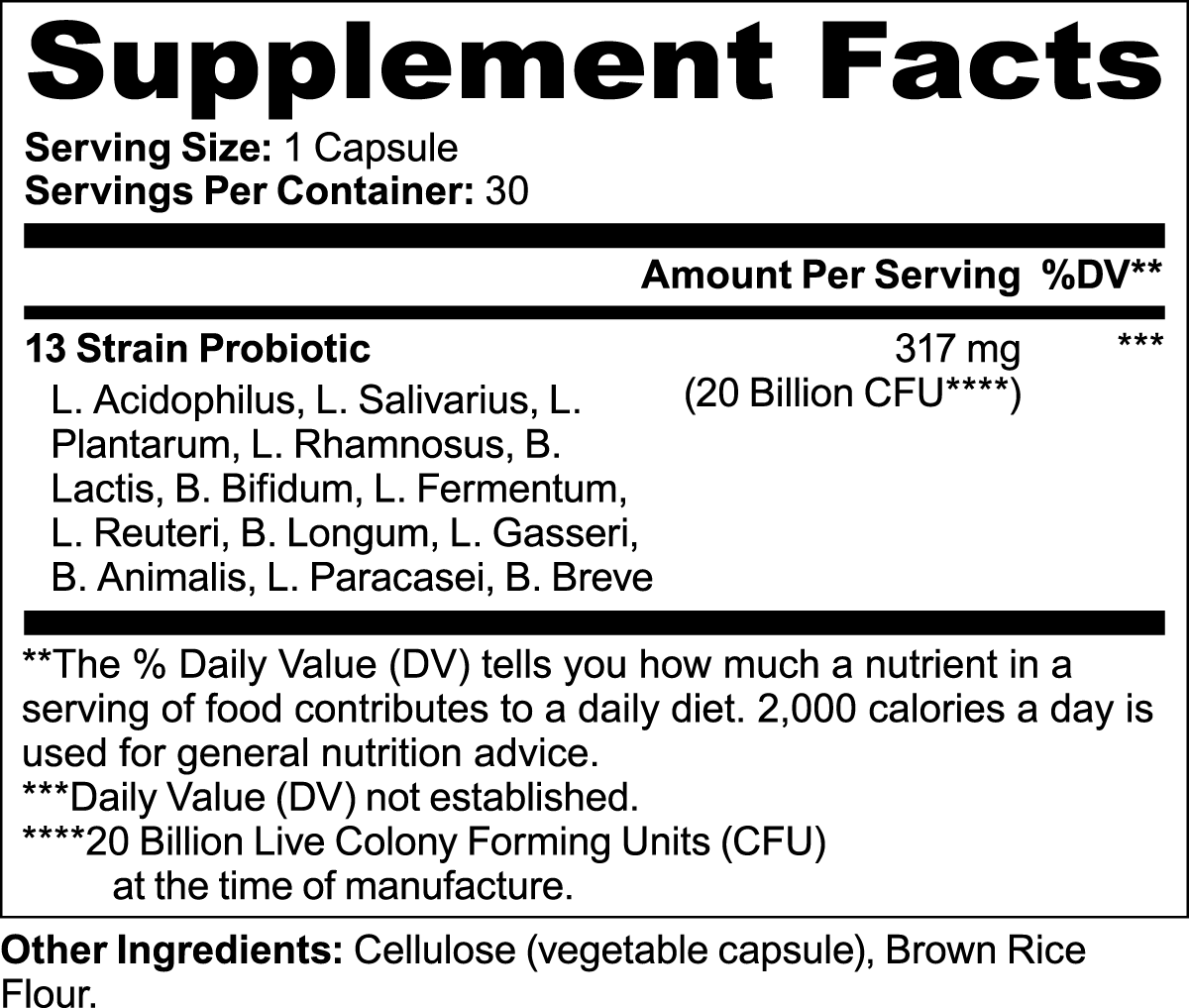 Probiotic 20 Billion CFU Capsules, 13 Strains