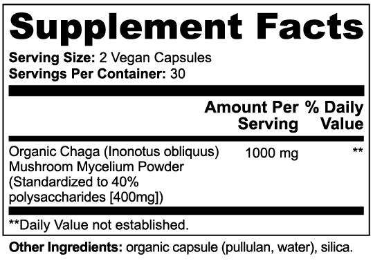 Organic Chaga Mushroom Capsules 1,000mg