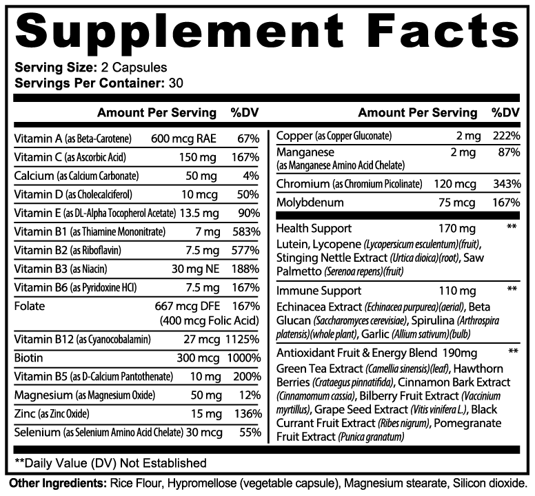 Complete Multivitamin Capsules with Zinc & B12