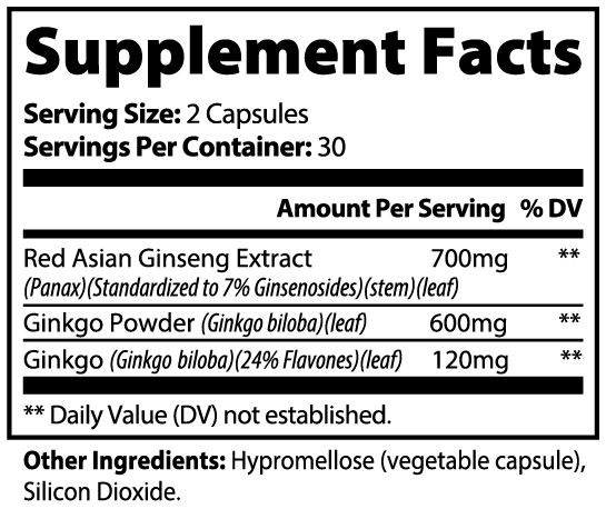 Ginkgo Biloba + Red Asian Ginseng Capsules