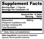 Resveratrol 50% 600mg Capsules, Trans-Resveratrol