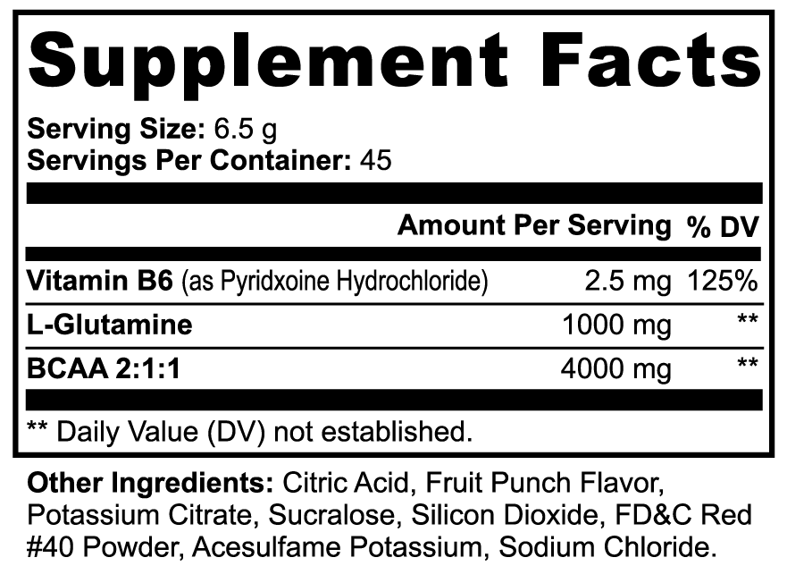 BCAA Shock Powder 2:1:1, Fruit Punch