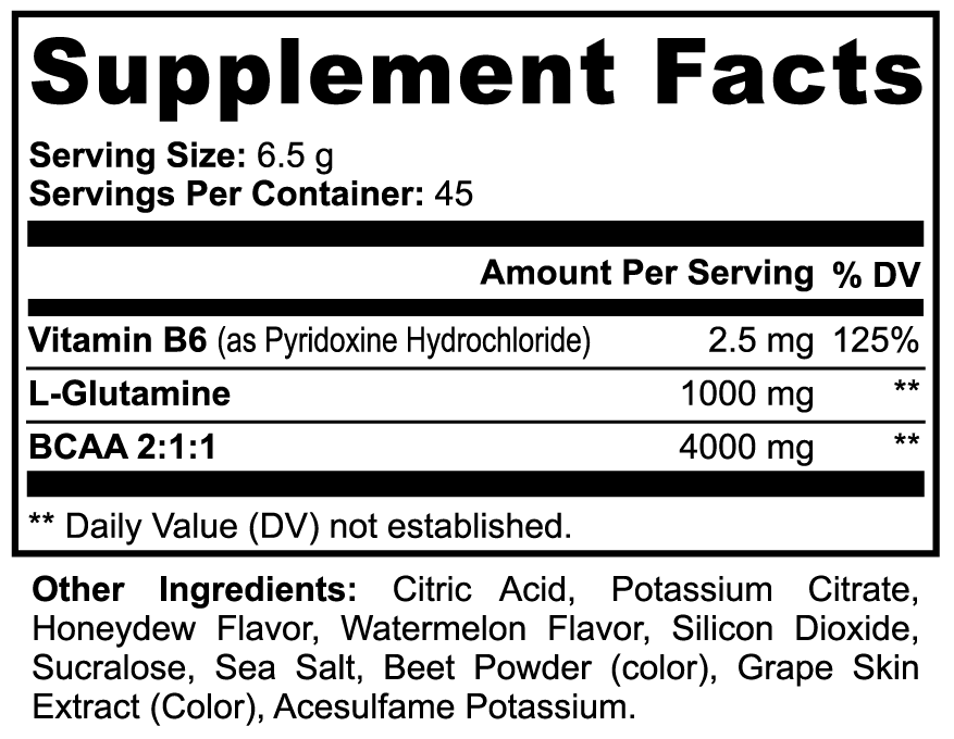 BCAA Post Workout Powder 2:1:1, Honeydew Watermelon