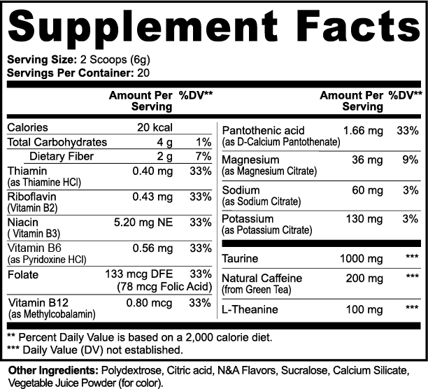 Energy Powder, 200mg Caffeine, Yuzu