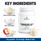 Advanced 100% Whey Isolate, 22g Protein, Vanilla: Whey Protein Isolate, MCT Oil Powder, Apple Pectin