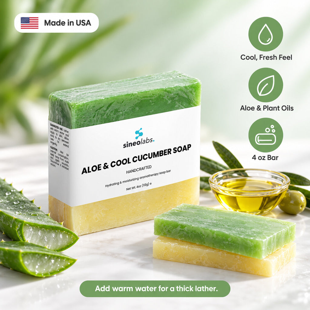 Aloe & Cool Cucumber Soap Bar with Shea Butter: Cool, Fresh Feel, Aloe & Plant Oils, 4 oz Bar