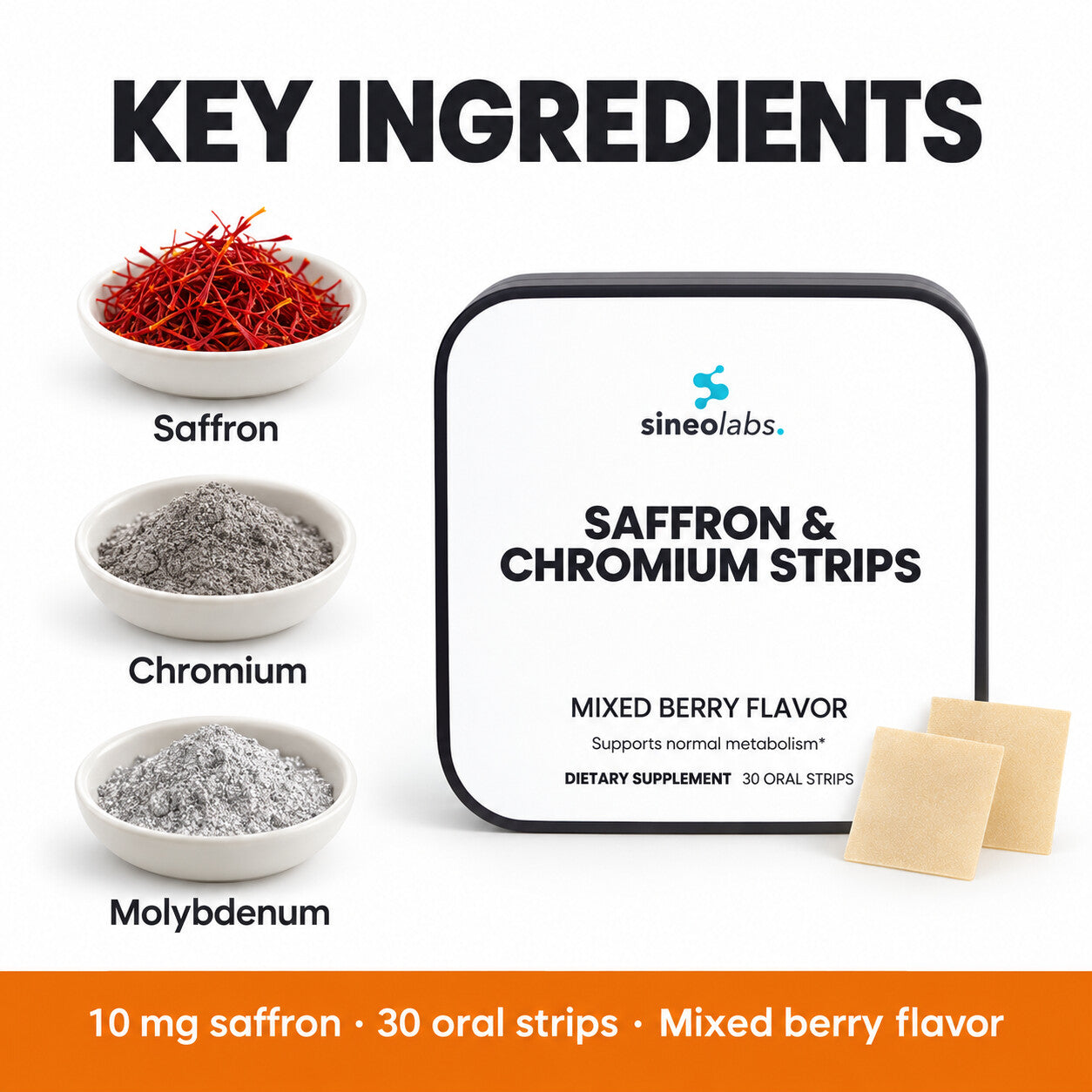 Saffron & Chromium Oral Strips, Mixed Berry: Saffron, Chromium, Molybdenum