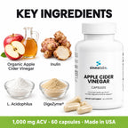 Organic Apple Cider Vinegar Capsules 1,000mg: Organic Apple Cider Vinegar, Inulin, L. Acidophilus, DigeZyme®