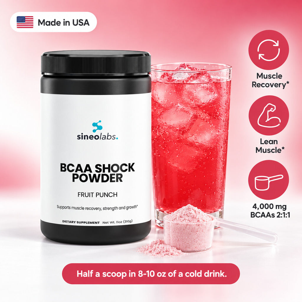 BCAA Shock Powder 2:1:1, Fruit Punch: Muscle Recovery, Lean Muscle, 4,000 mg BCAAs 2:1:1