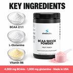 BCAA Shock Powder 2:1:1, Fruit Punch: BCAA 2:1:1, L-Glutamine, Vitamin B6