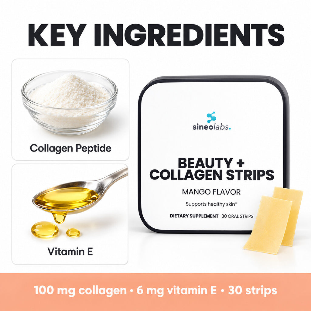Beauty + Collagen Oral Strips, Mango: Collagen Peptide, Vitamin E