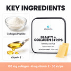 Beauty + Collagen Oral Strips, Mango: Collagen Peptide, Vitamin E