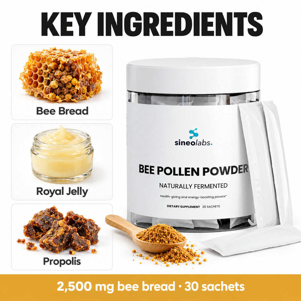 Bee Bread Powder 2,500mg with Royal Jelly & Propolis: Bee Bread, Royal Jelly, Propolis