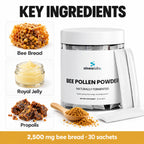 Bee Bread Powder 2,500mg with Royal Jelly & Propolis: Bee Bread, Royal Jelly, Propolis