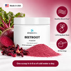 Beetroot Powder 1,375mg with Hibiscus & Apple: Healthy Blood Flow, 1,375 mg Beet Root, 30 Servings
