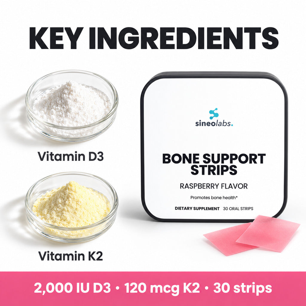 Bone Support Oral Strips, D3 + K2, Raspberry: Vitamin D3, Vitamin K2