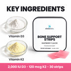 Bone Support Oral Strips, D3 + K2, Raspberry: Vitamin D3, Vitamin K2