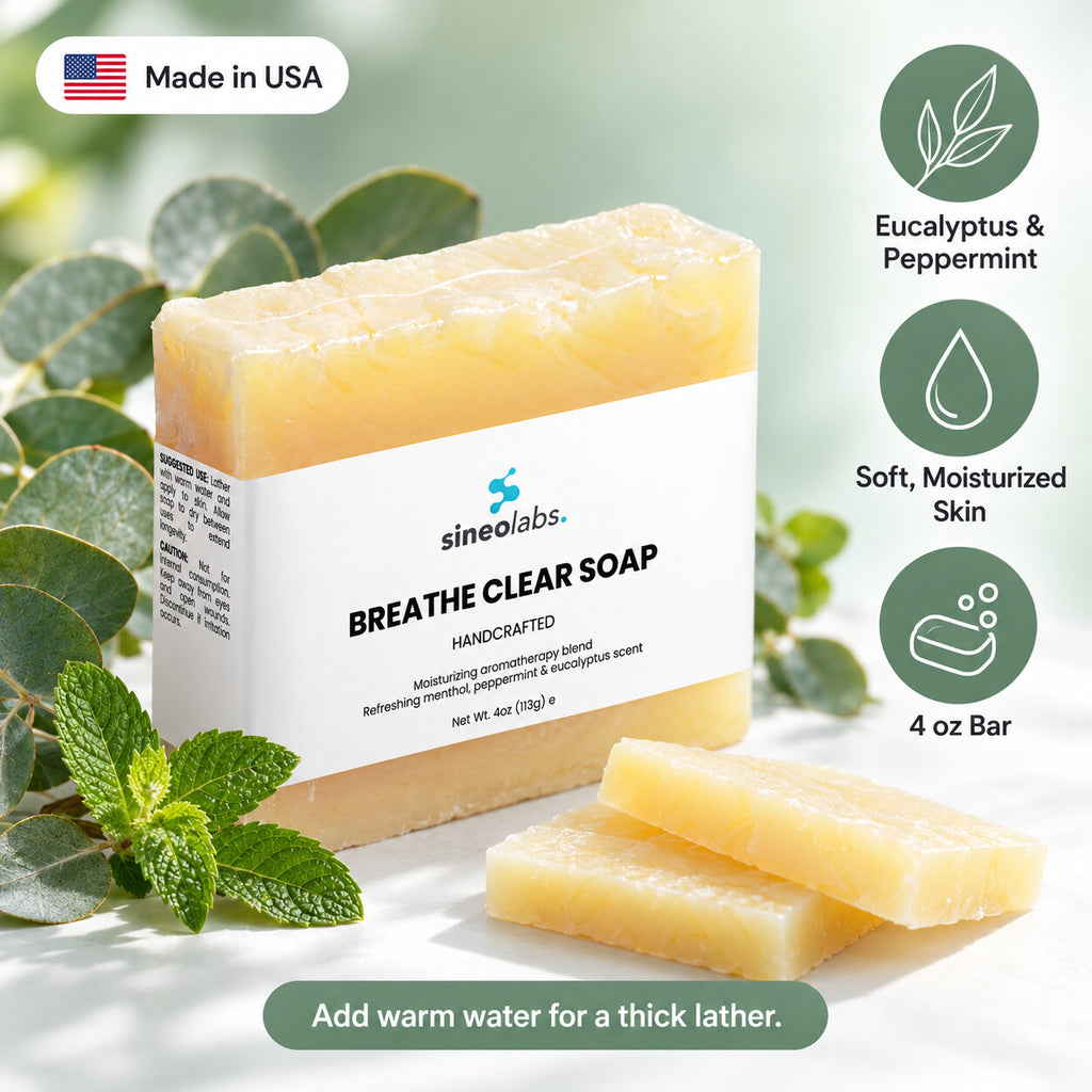Breathe Clear Eucalyptus & Peppermint Soap Bar: Eucalyptus & Peppermint, Soft, Moisturized Skin, 4 oz Bar