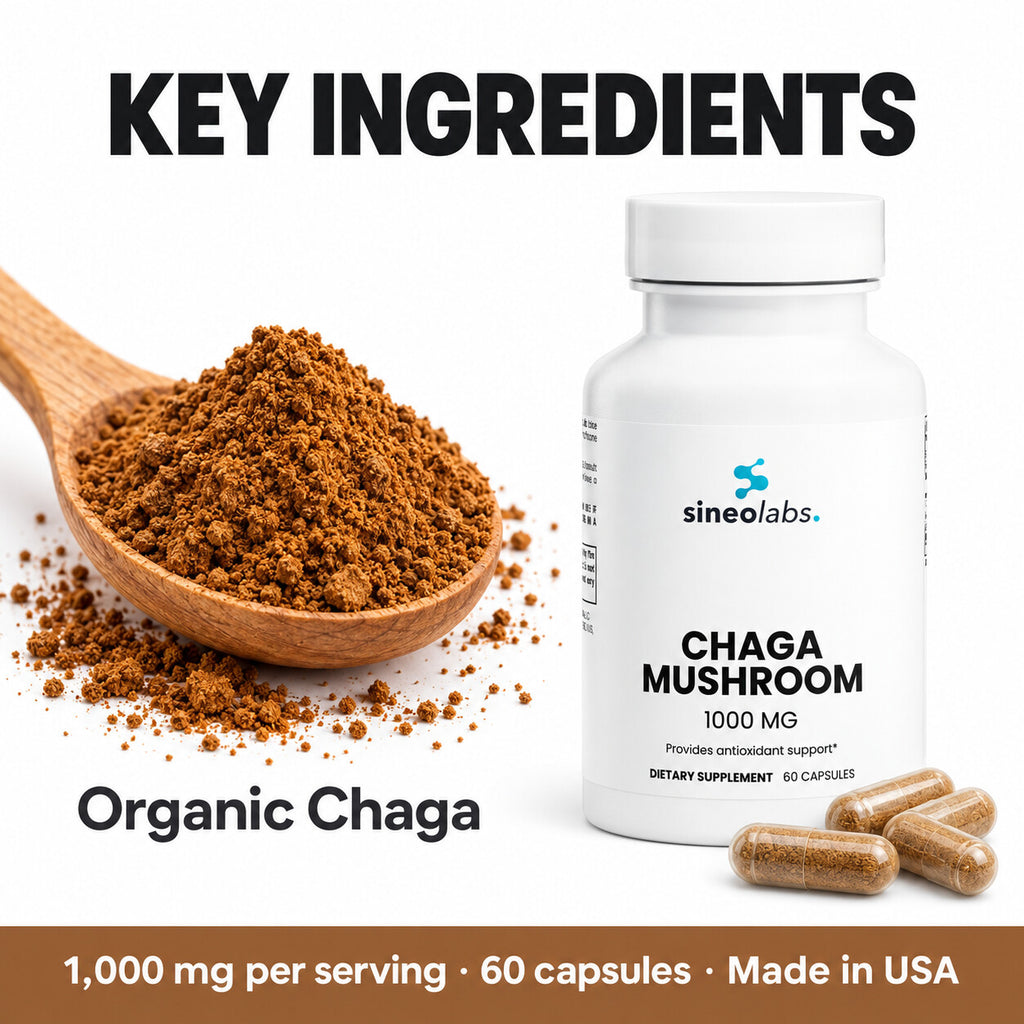 Organic Chaga Mushroom Capsules 1,000mg: Organic Chaga