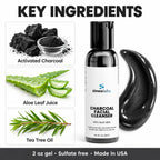 Charcoal Facial Cleanser with Tea Tree Oil & Aloe: Activated Charcoal, Aloe Leaf Juice, Tea Tree Oil