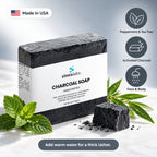 Charcoal Soap Bar with Tea Tree & Peppermint: Peppermint & Tea Tree, Activated Charcoal, Face & Body