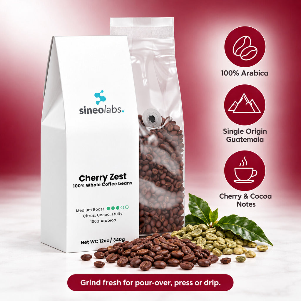 Cherry Zest Medium Roast Coffee, Whole Bean 12oz: 100% Arabica, Single Origin Guatemala, Cherry & Cocoa Notes