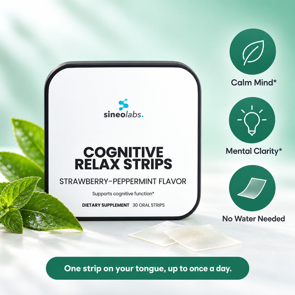 Cognitive Relax Oral Strips with L-Theanine & GABA: Calm Mind, Mental Clarity, No Water Needed