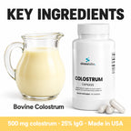Bovine Colostrum Capsules 500mg, 25% IgG, 60 Count: Bovine Colostrum