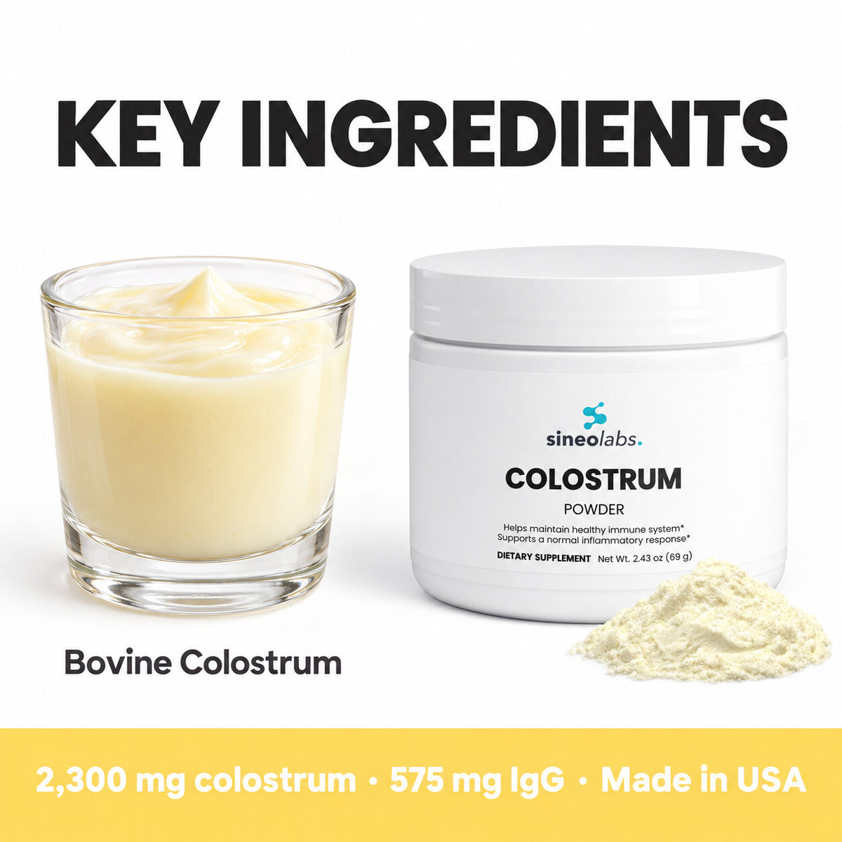 Bovine Colostrum Powder 2,300mg with 575mg IgG: Bovine Colostrum