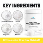 Creatine Hydration Powder 5,000mg, Lemon: Creatine Monohydrate, Sea Salt, Magnesium, Potassium