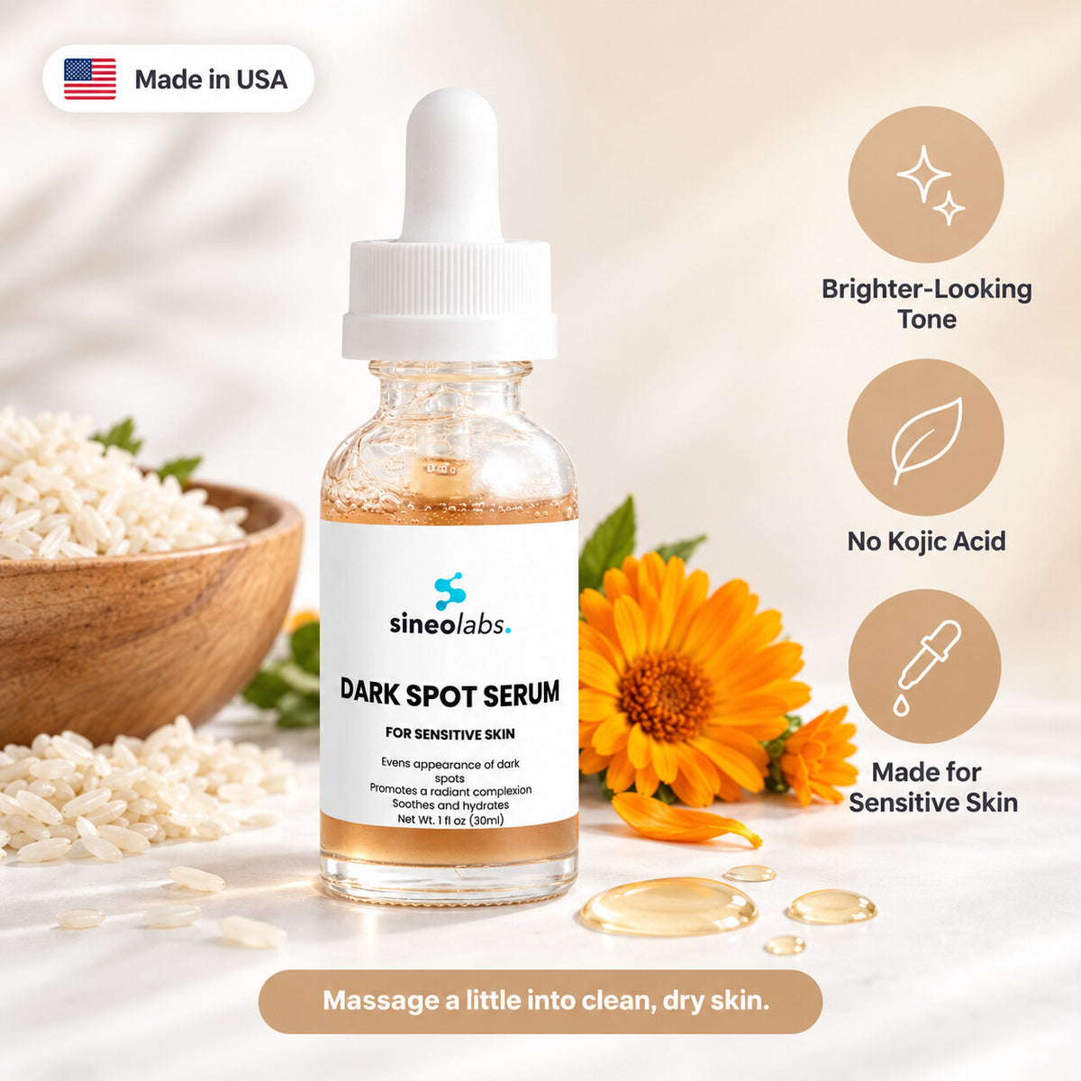 Dark Spot Serum for Sensitive Skin: Brighter-Looking Tone, No Kojic Acid, Made for Sensitive Skin