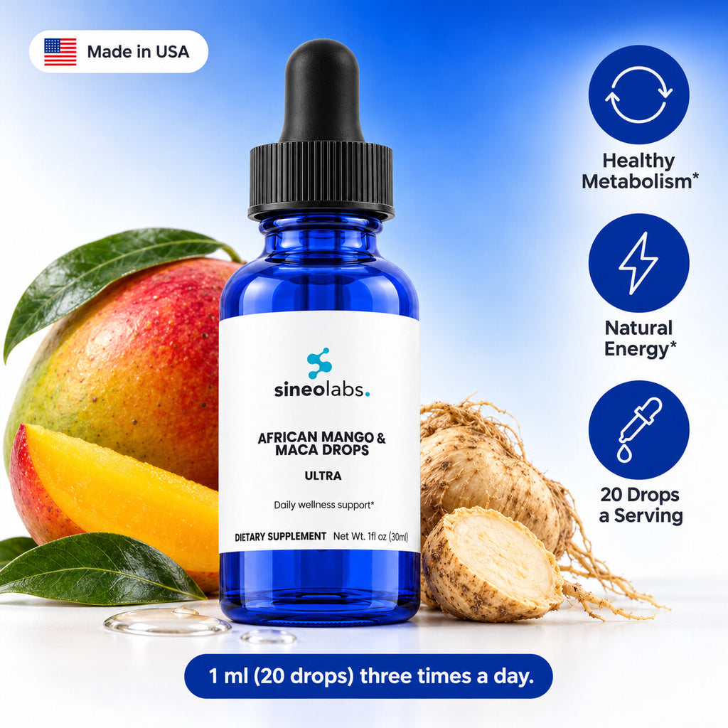 African Mango & Maca Drops with Rhodiola: Healthy Metabolism, Natural Energy, 20 Drops a Serving