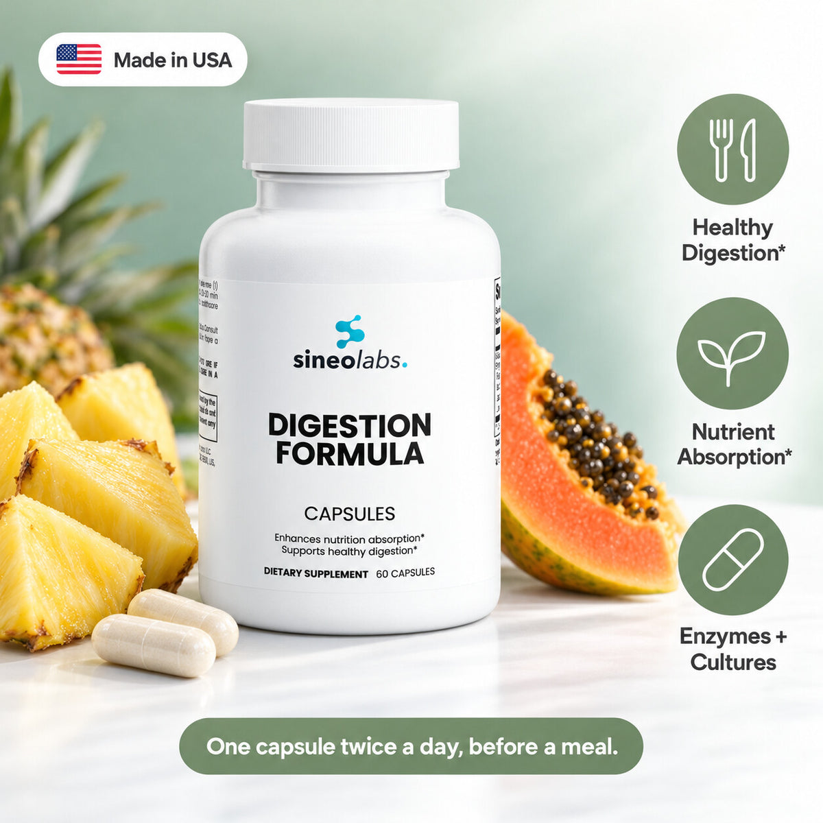 Digestion Formula: Healthy Digestion, Nutrient Absorption, Enzymes + Cultures
