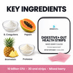 Digestive + Gut Health Strips, 10 Billion CFU: B. Coagulans, Papain, Bromelain, Protease