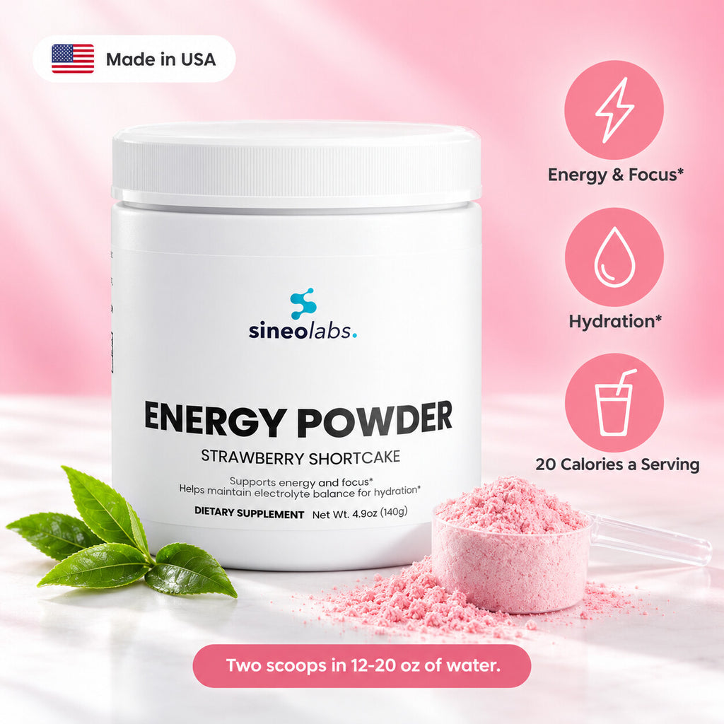 Energy Powder, 200mg Caffeine, Strawberry Shortcake: Energy & Focus, Hydration, 20 Calories a Serving