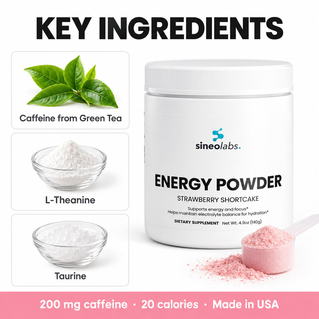 Energy Powder, 200mg Caffeine, Strawberry Shortcake: Caffeine from Green Tea, L-Theanine, Taurine