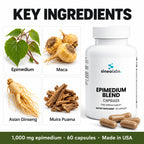 Epimedium Blend Capsules 1,000mg with Maca: Epimedium, Maca, Asian Ginseng, Muira Puama