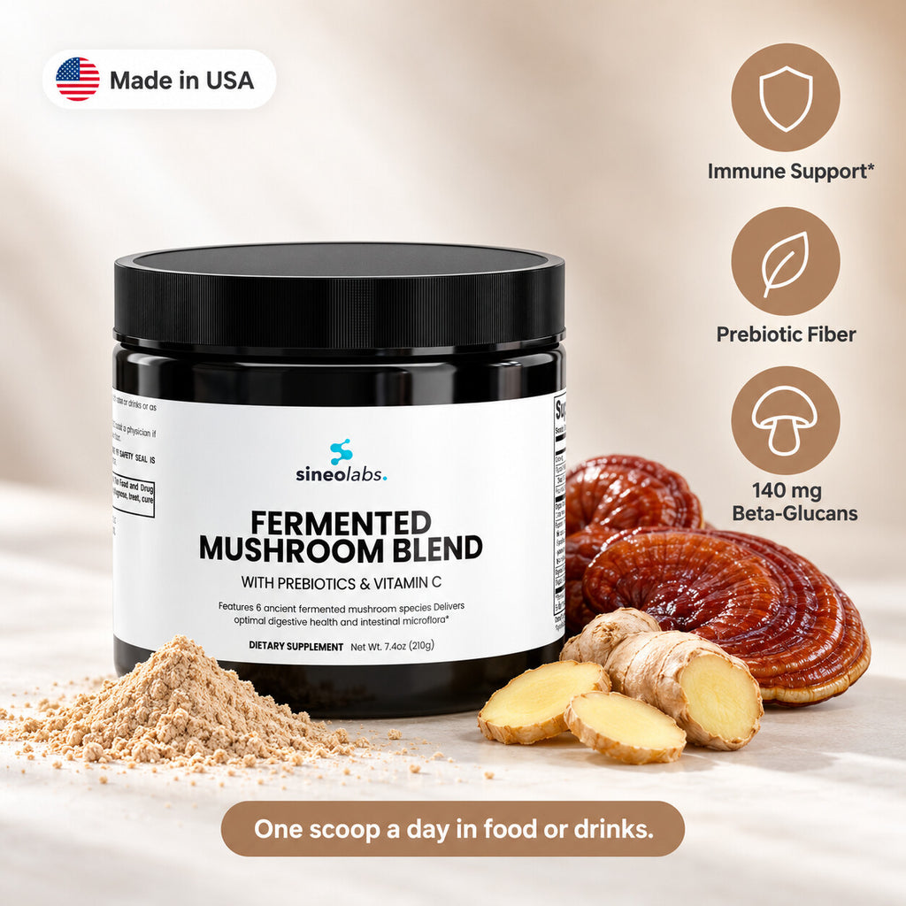 Fermented Mushroom Blend with Reishi & Cordyceps: Immune Support, Prebiotic Fiber, 140 mg Beta-Glucans