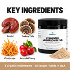 Fermented Mushroom Blend with Reishi & Cordyceps: Reishi, Turkey Tails, Cordyceps, Acerola Cherry