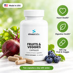 Fruits and Veggies Capsules with Beet & Blueberry: Heart Health, Digestive Health, 600 mg Fruit & Veggie
