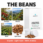 Fruity Bloom Light Roast Single-Serve Coffee Pods: Ethiopia, Mexico, Brazil, Light Roast