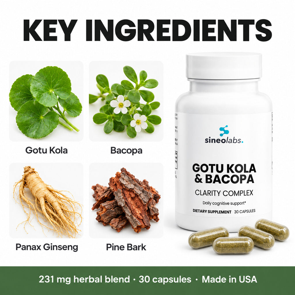 Gotu Kola & Bacopa Clarity Complex Capsules: Gotu Kola, Bacopa, Panax Ginseng, Pine Bark