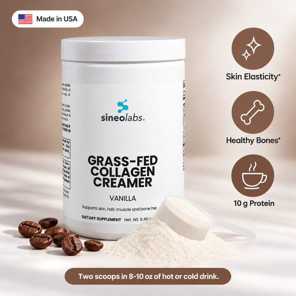 Grass-Fed Collagen Creamer with MCT, Vanilla: Skin Elasticity, Healthy Bones, 10 g Protein