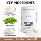 Grass-Fed Collagen Creamer with MCT, Vanilla: Collagen Peptides, Pea Protein, Calcium Carbonate