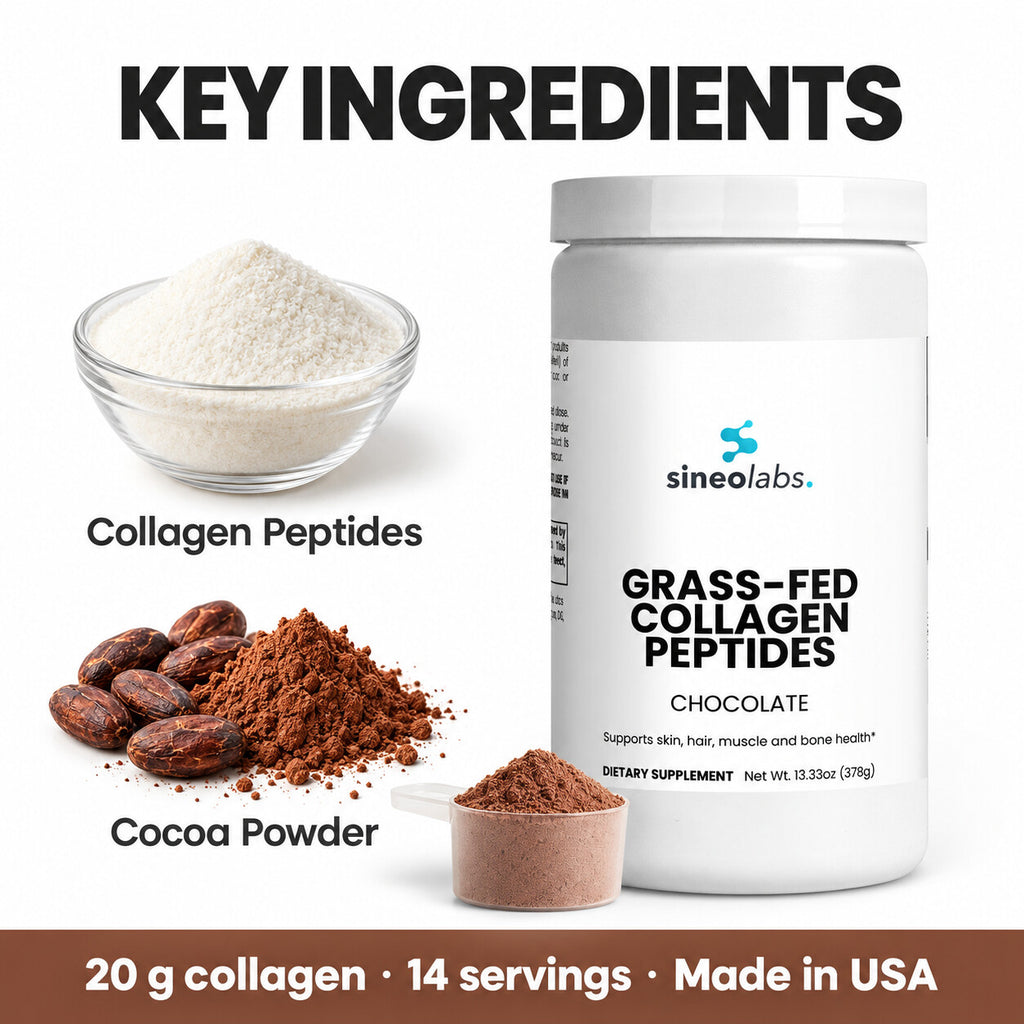 Grass-Fed Collagen Peptides Powder, Chocolate: Collagen Peptides, Cocoa Powder