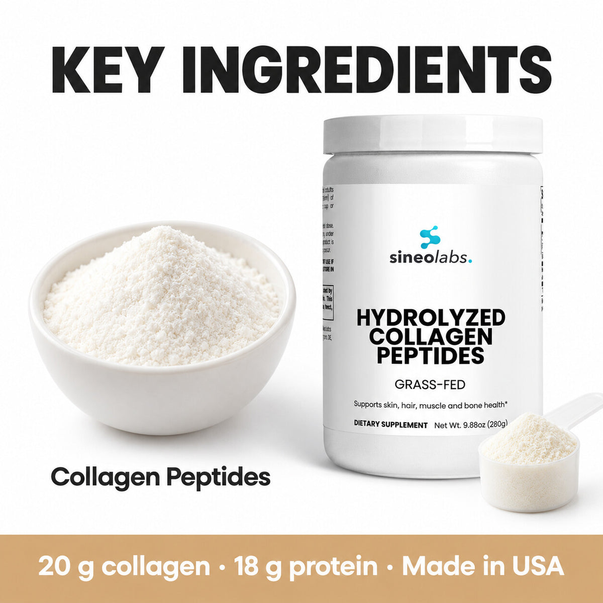 Grass-Fed Hydrolyzed Collagen Peptides Powder 20g: Collagen Peptides