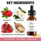 Gua Sha Face Oil with Rosehip & Camellia Oil: Rosehip Oil, Camellia Oil, Pomegranate Seed Oil, Baobab Seed Oil