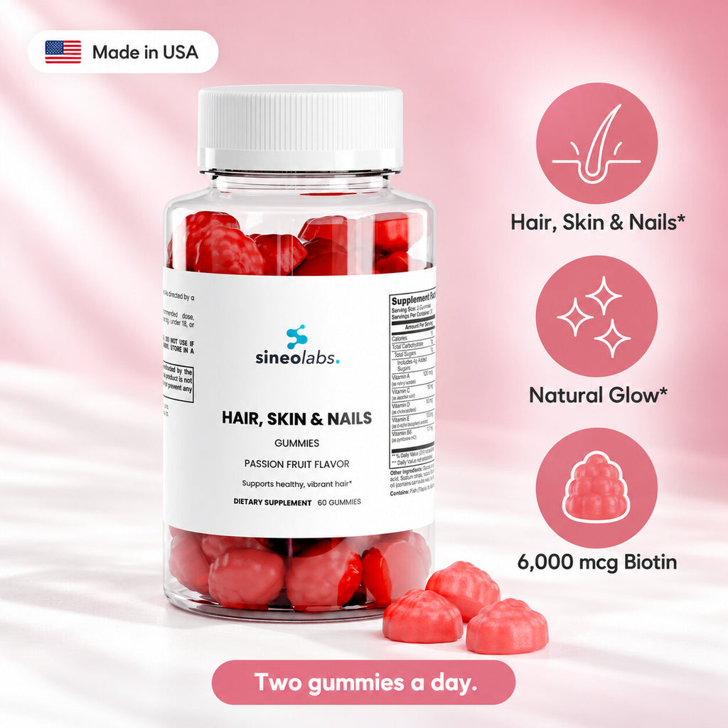 Hair, Skin & Nails Gummies, 6,000mcg Biotin: Hair, Skin & Nails, Natural Glow, 6,000 mcg Biotin