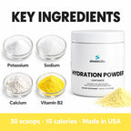 Electrolyte Hydration Powder, Lemonade: Potassium, Sodium, Calcium, Vitamin B2